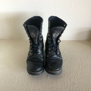 Georgia Black Leather Lace Up Work Boot